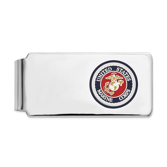 Sterling Silver Rhodium U.S. Marine Corp Money Clip w/ Anchor Sterling Silver Rhodium U.S. Marine Corp Money Clip w/ Anchor